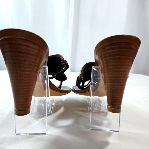 Giuseppe Zanotti Brown Leather Diamond Detail Sandals Size 8.5 - Picture 3 of 7